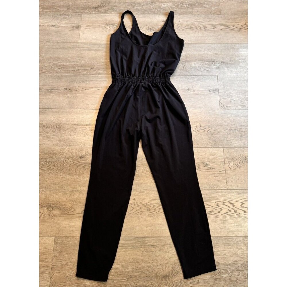 Athleta Roaming Romper Women's 4 Black Ankle Sleeveless Jumpsuit Athletic UPF 50 - Picture 2 of 9